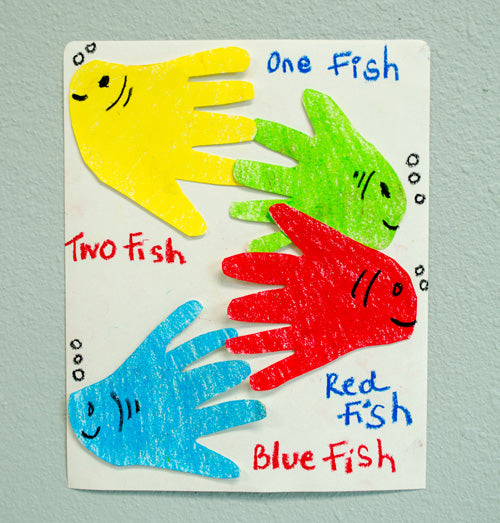 Dr. Seuss One Fish, Two Fish with paper hand cut outs
