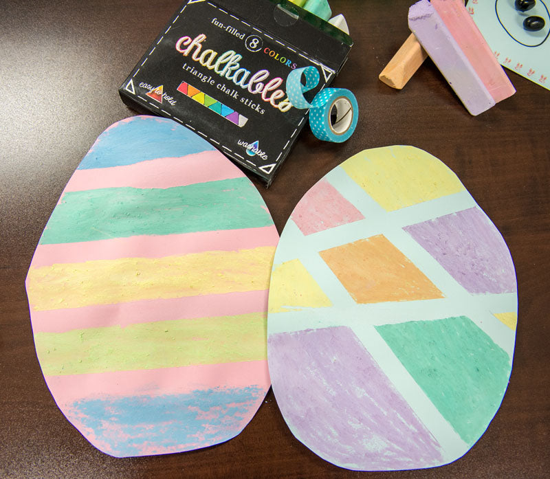 Use wet chalk and washi tape for great pastel colored Easter eggs