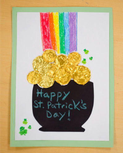 Recycle your gelt from Hanukkah for a fun St. Patrick's Day craft.
