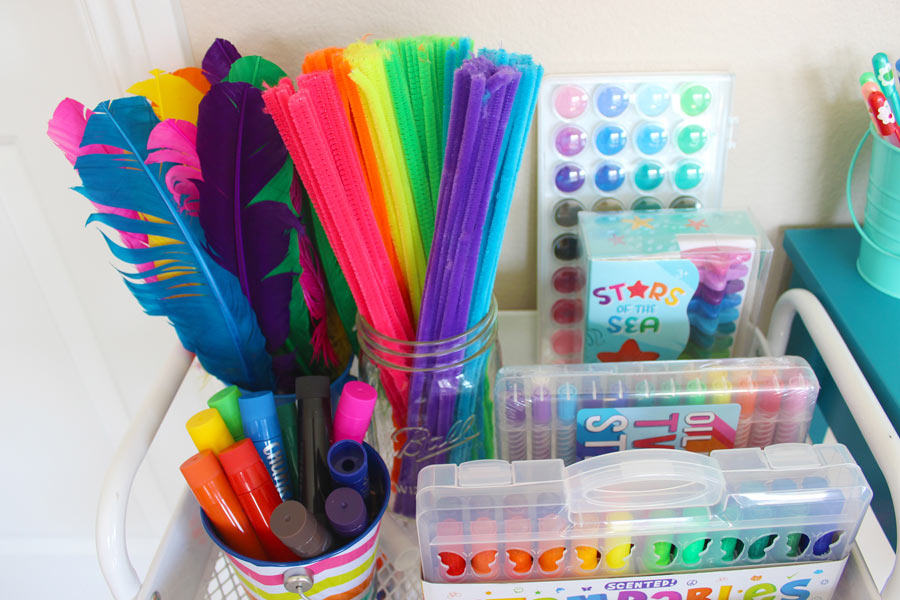 Keep bright craft supplies out to add color to any art and craft space 