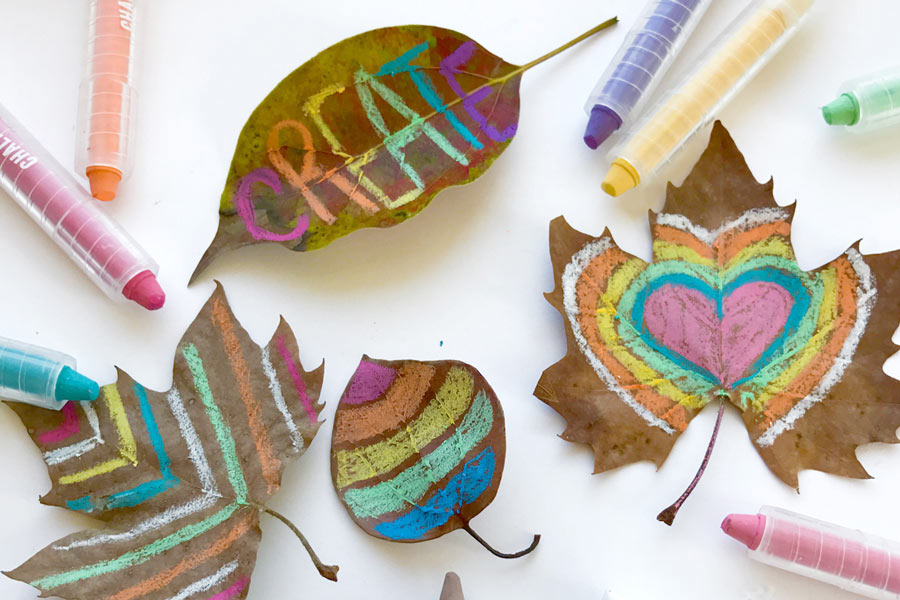 decorate fall leaves with chalk-o-rama dustless chalk crayons