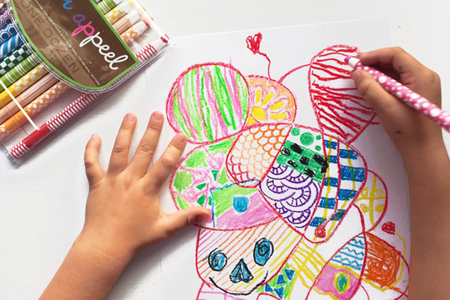create beautiful zentangle art with children using OOLY Color Appeel Crayons.