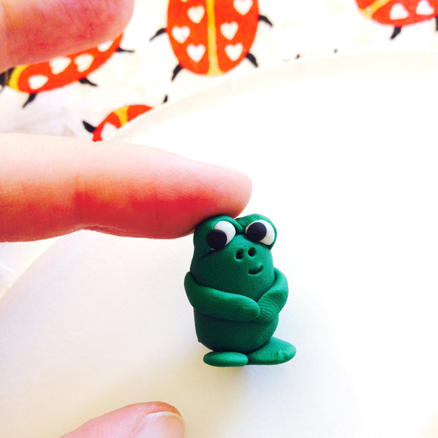 Cute DIY frog eraser made with Creatibles eraser clay