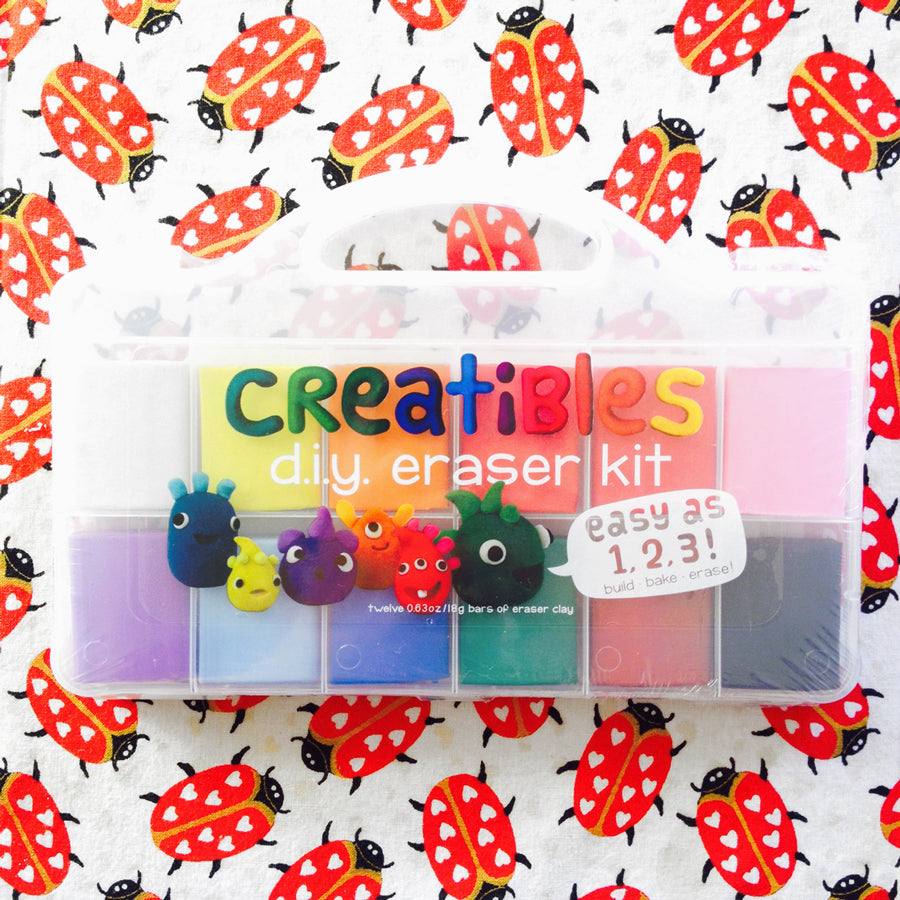 Creatibles DIY Eraser Kit with colorful ladybug drawings