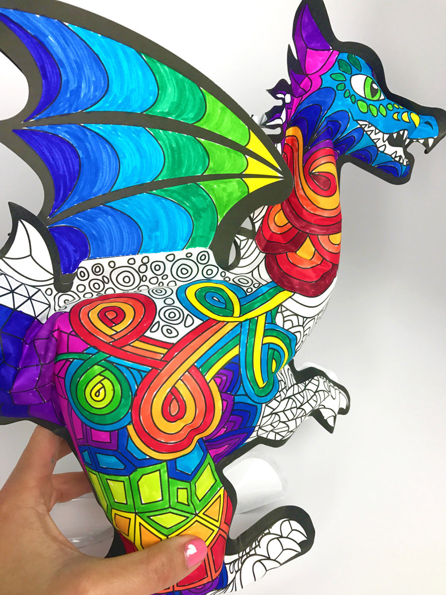 3D Colorables Fantastic Dragon with marker coloring