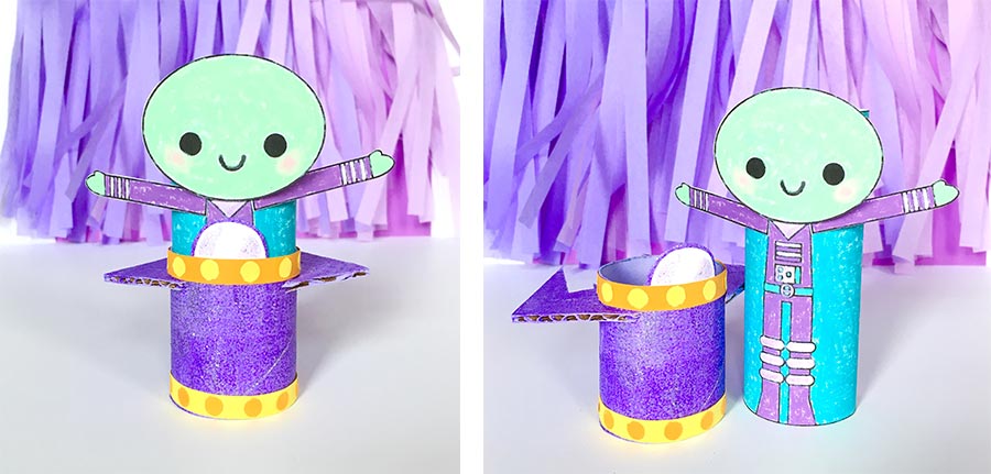 Finished alien and spaceship paper craft for kids