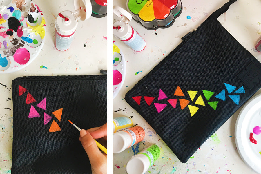 Using acrylic paints to make a personalized pencil pouch