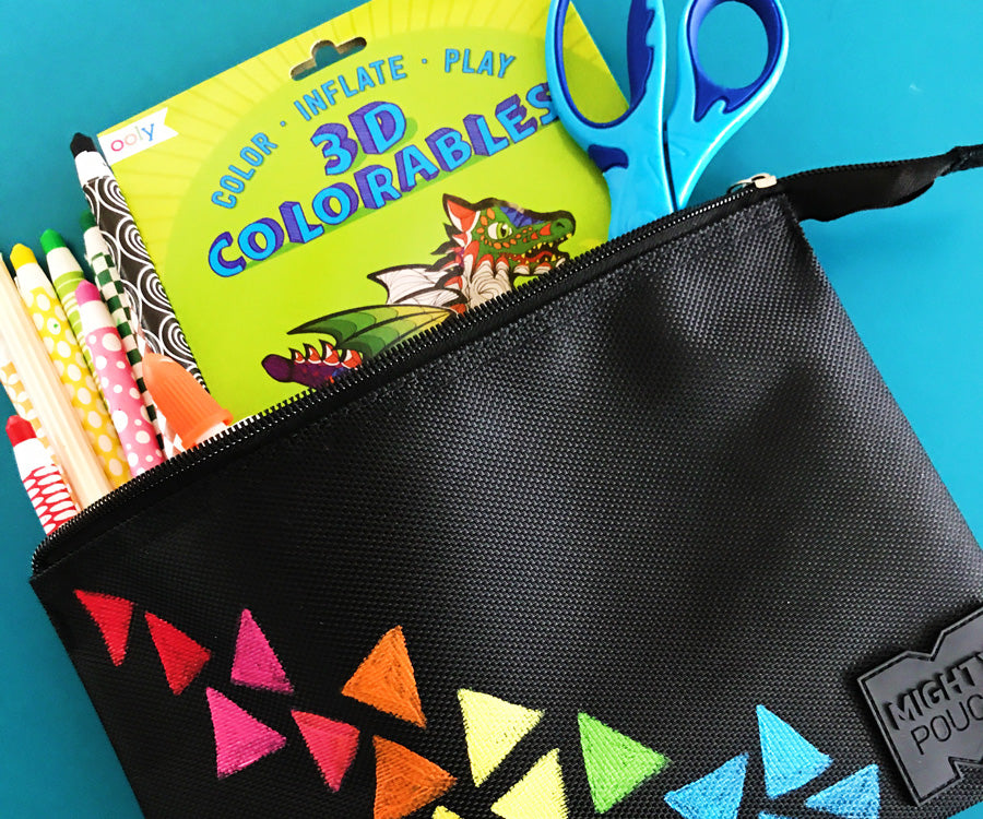Personalized Mighty Pencil Pouch with art supplies