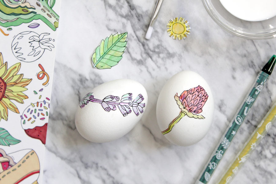 Easter egg decorating with decoupage from OOLY coloring books