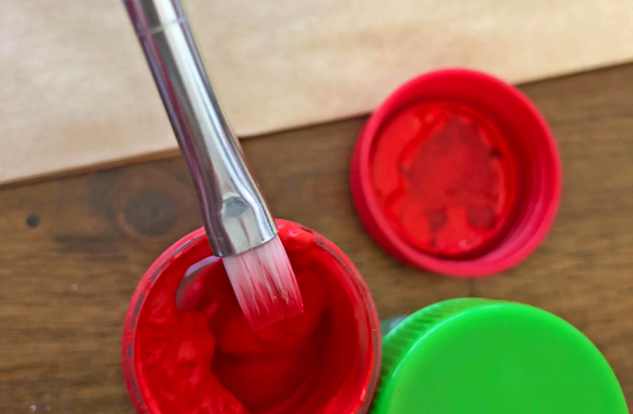 using lil' poster paint pods to make DIY holiday gift bags