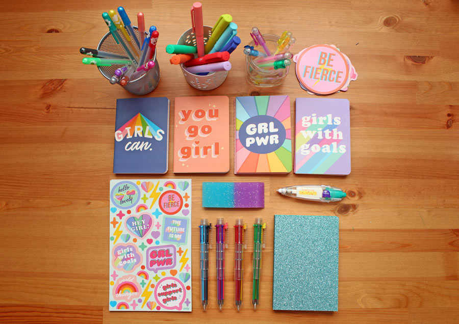 Girl Power stationery and journals with OOLY pens, gel pens and stickers