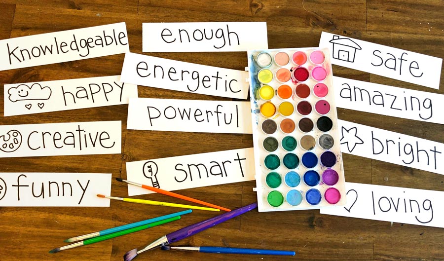 Inspiring words for DIY kids kindness game