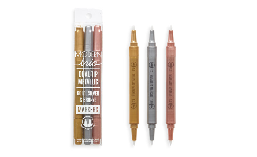 modern trio dual tip metallic markers are great for holiday gift lettering