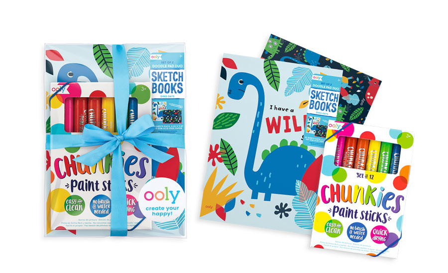 Image of Budding Artist Kids Paint Gift Set, including duo pad duos and chunkies paint sticks. 