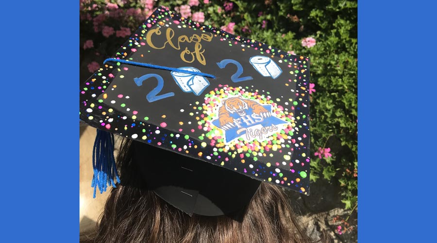 decorated class of 2020 graduation cap