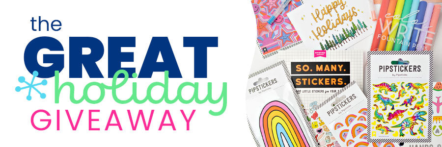the great holiday giveaway with art supplies on white background 