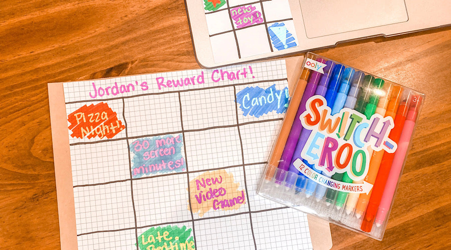 reward chart and rainbow markers